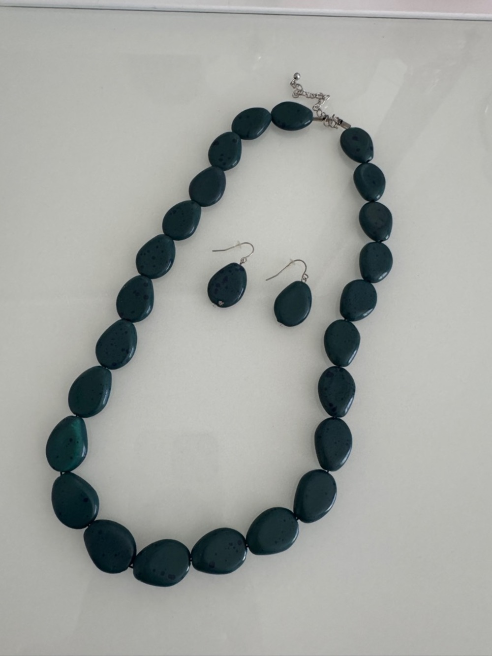 Teal Beaded Necklace and Earrings Set - Women's Jewelry